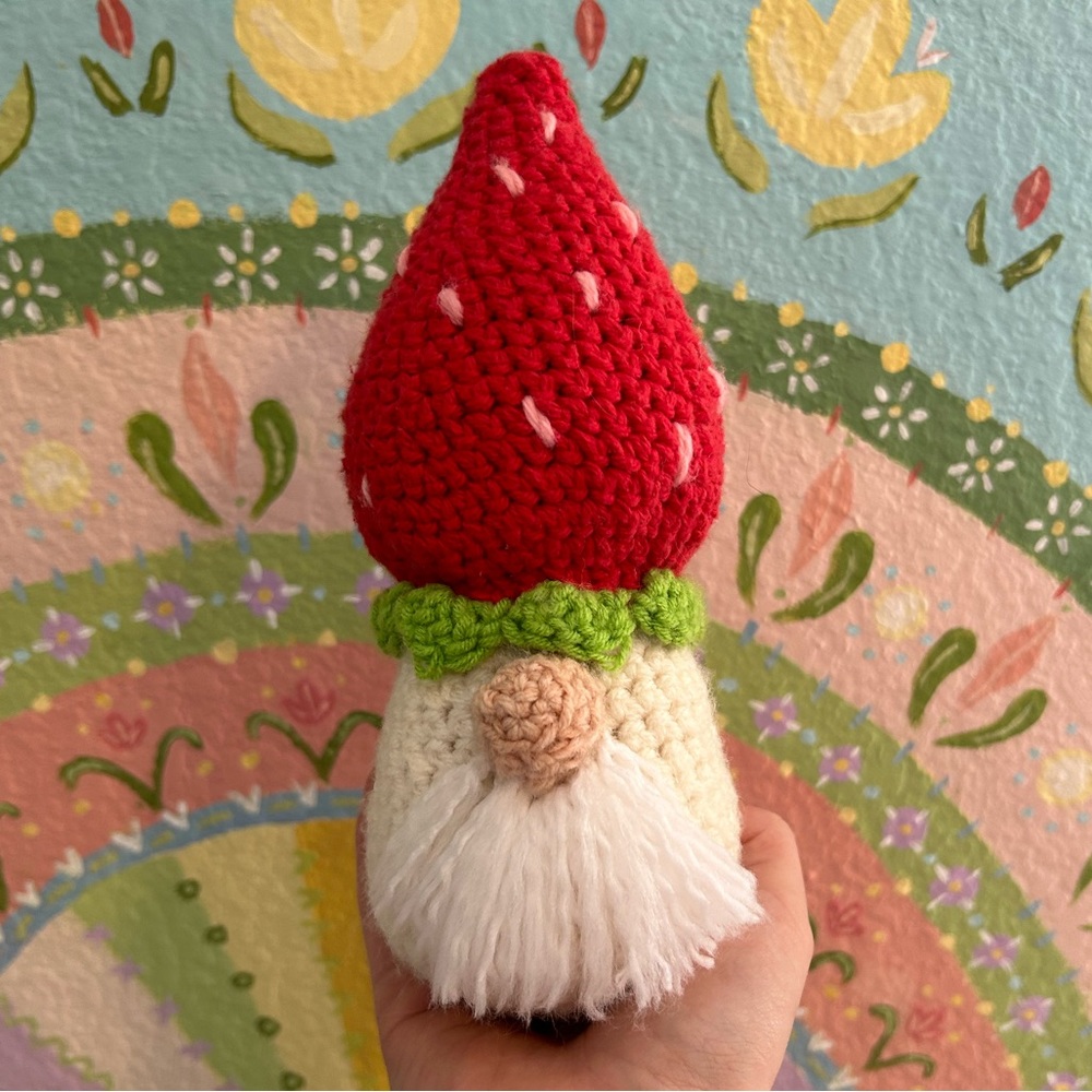 Crochet Strawberry Hat Gnome!
